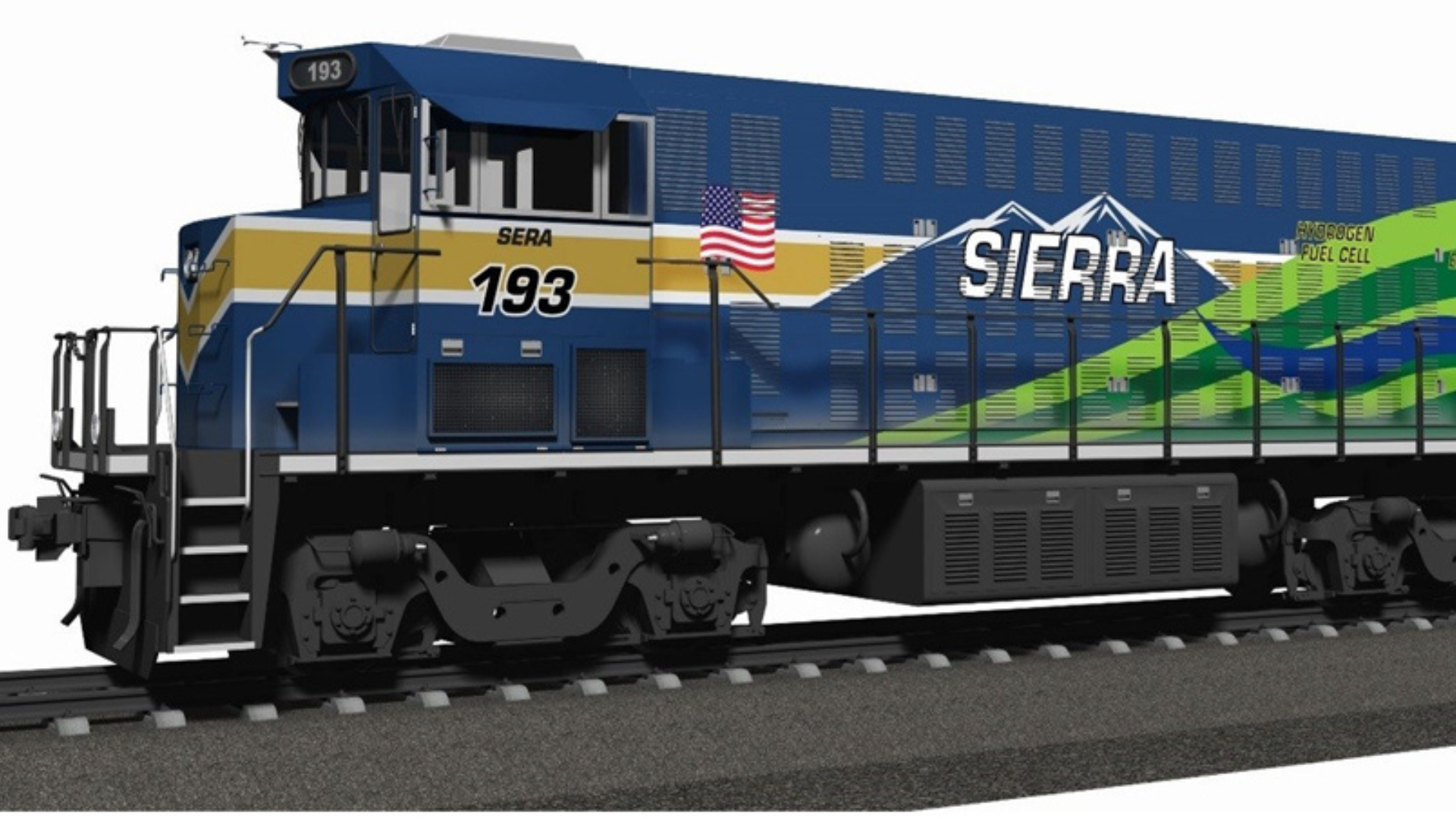 Rendering of SERA's zero-emission hydrogen-powered switching locomotive [image courtesy of SERA]